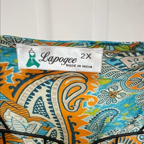 Paisley Wrap Dress in Blue and Orange - Picture 5 of 9